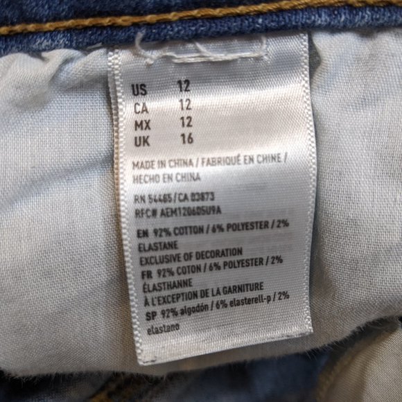 American Eagle Ripped Denim Shorts Distressed Skinny Fit Blue Jeans - Picture 6 of 6